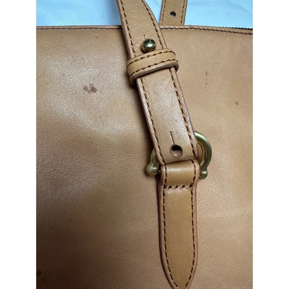 Brahmin Womens Delaney Tote Bag FLAWS Large Tan Charleston Leather Crossbody